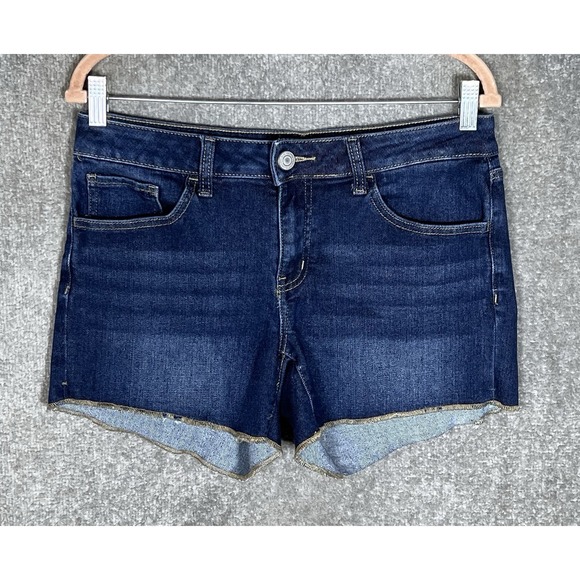 SO Pants - SO Low Rise Shortie Mini Jean Shorts Juniors Size 11 Blue Stretch Denim 5 Pocket